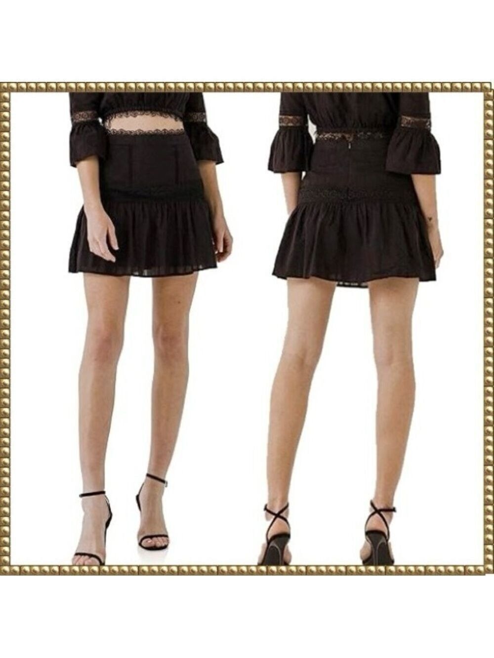 Free People Black Lace Mini Skirt Medium